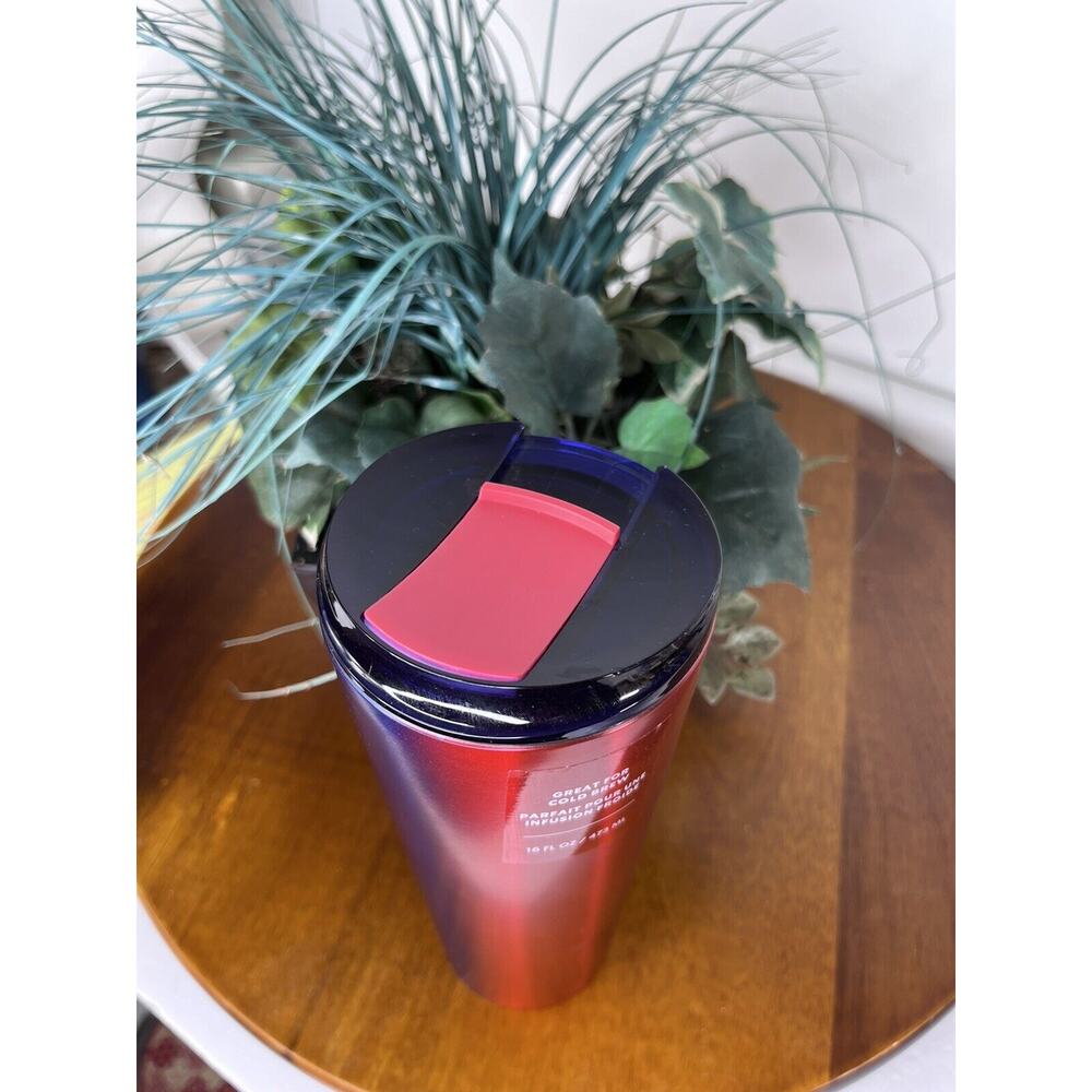 STARBUCKS Stainless Steel Travel Tumbler Purple Orange Metallic Cold Bev New - Picture 5 of 7